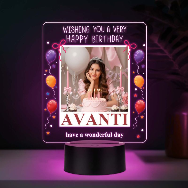 Personalized Birthday UV Print 7-Color LED Lamp – Custom Photo & Name Acrylic Light